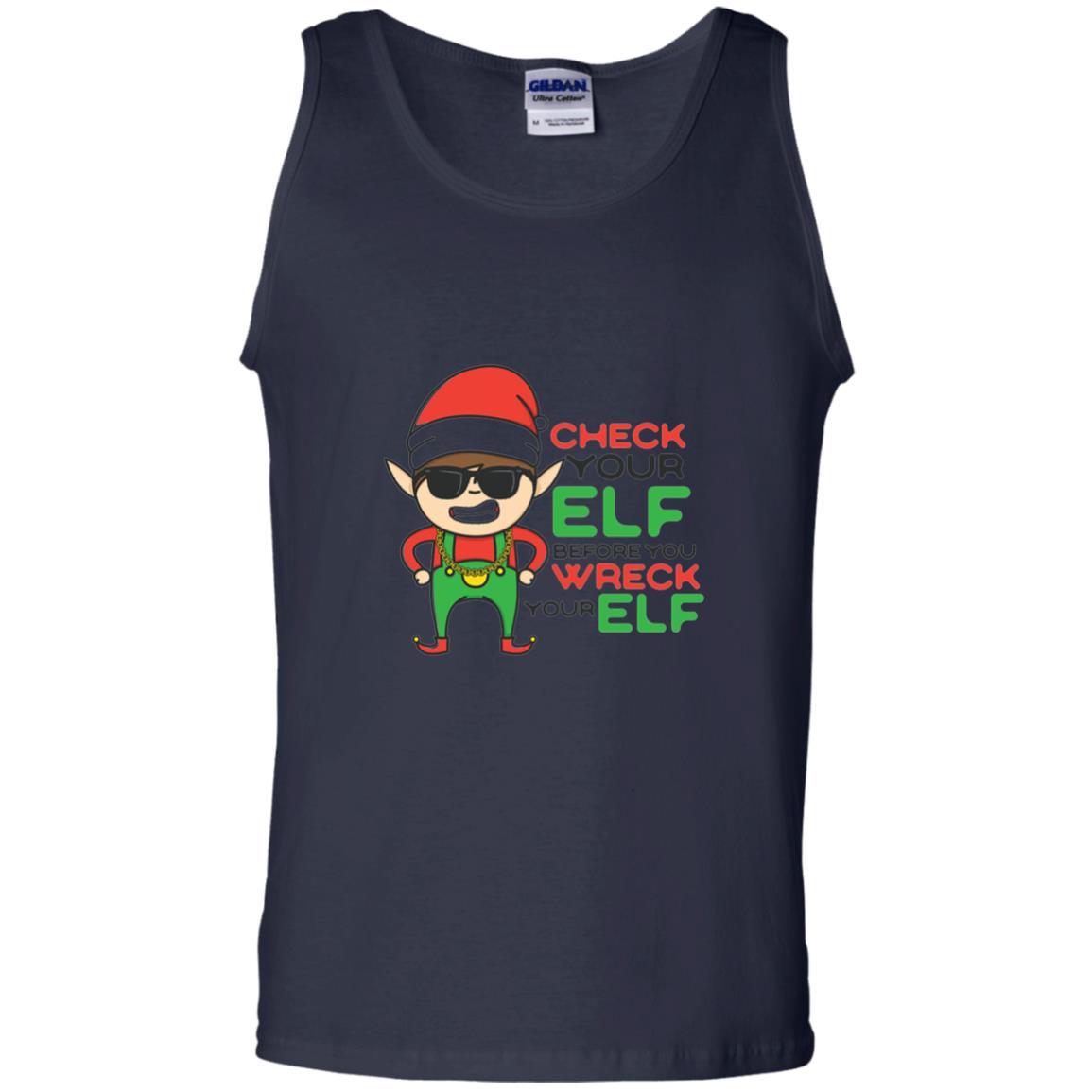 Christmas T-shirt Check Your Elf Before You Wreck Your Elf Navy