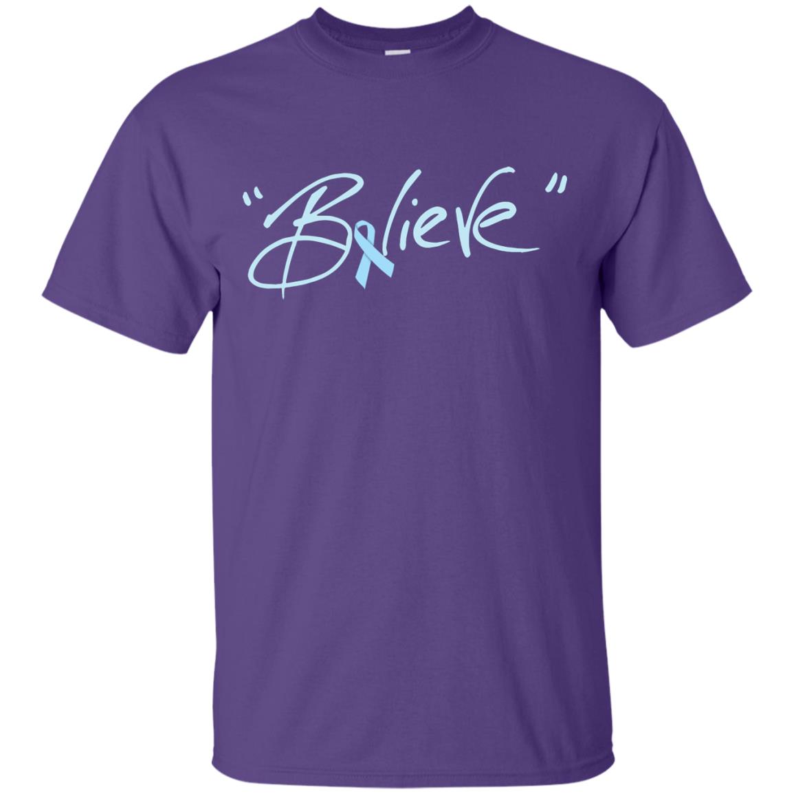 Prostate Cancer Awareness Shirt Blue Ribbon Believe Purple