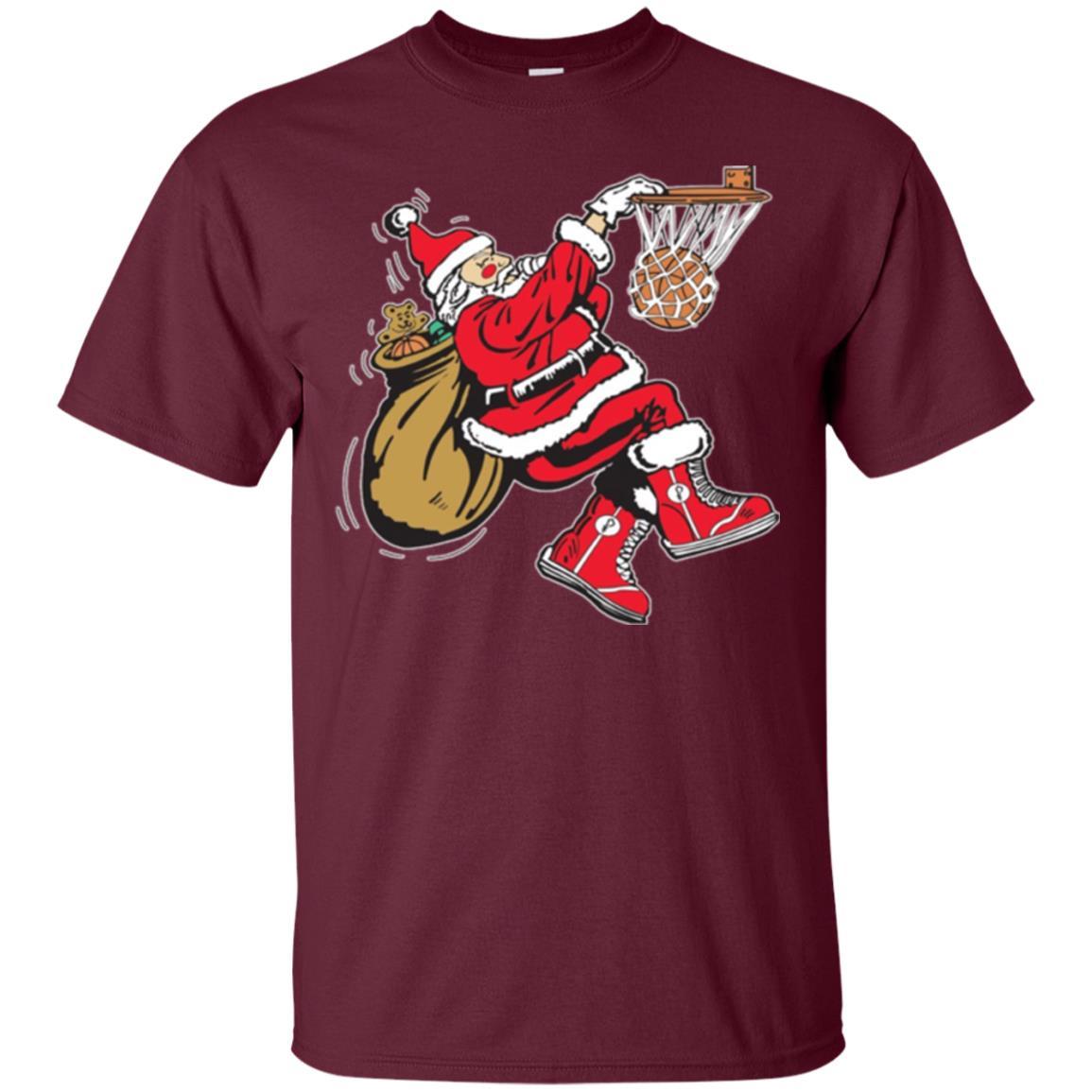 Christmas T-shirt Basketball Santa Claus Maroon