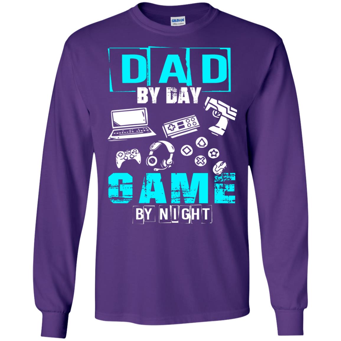 Dad By Day Gamer By Night Gamer T-shirt Purple