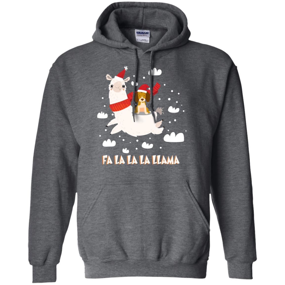 Fa La La La Llama With Beagle X-mas Gift Shirt Dark Heather