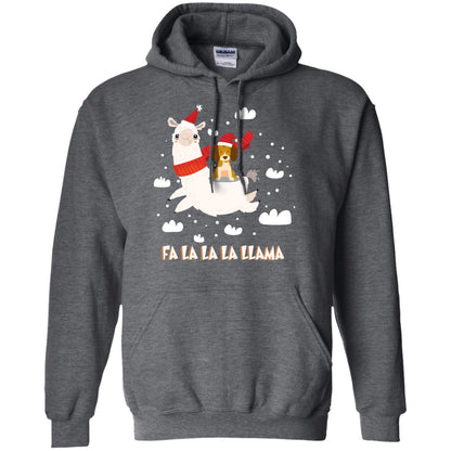 Fa La La La Llama With Beagle X-mas Gift Shirt Dark Heather