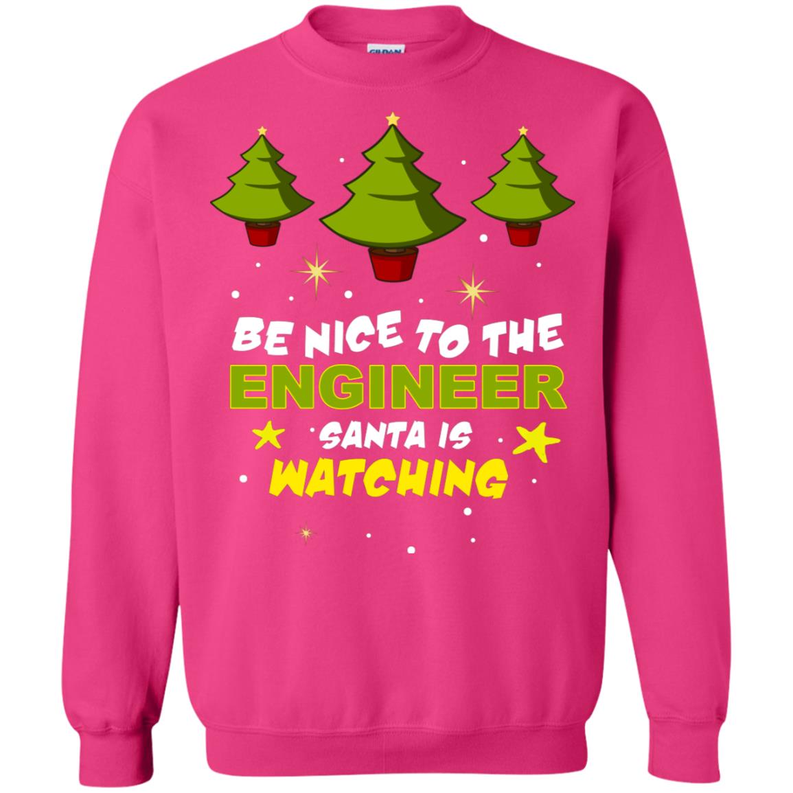 Be Nice To Be Engineer Santa Is Watching X-mas Gift Shirt Heliconia