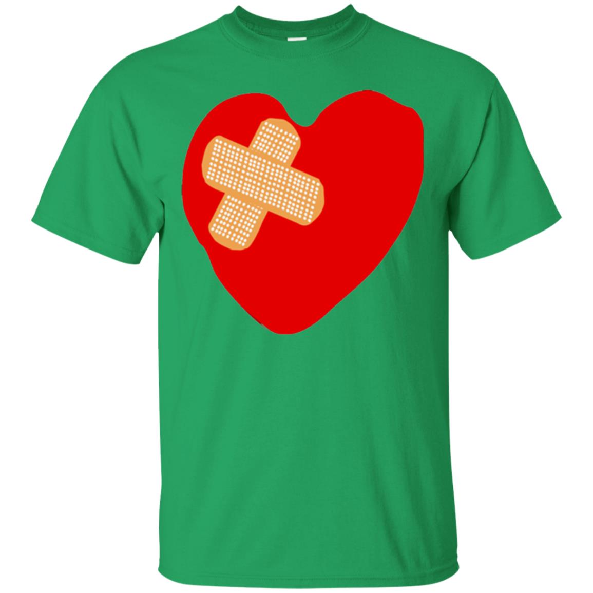 Funny Patched Up Heart Graphic T-shirt Irish Green