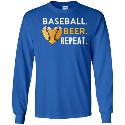 Baseball Lover T-shirt Beer Repeat Royal
