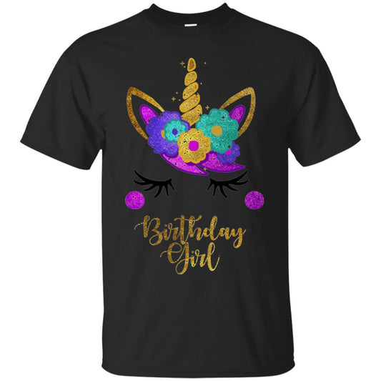 Unicorn Birthday Girl T-shirt Black