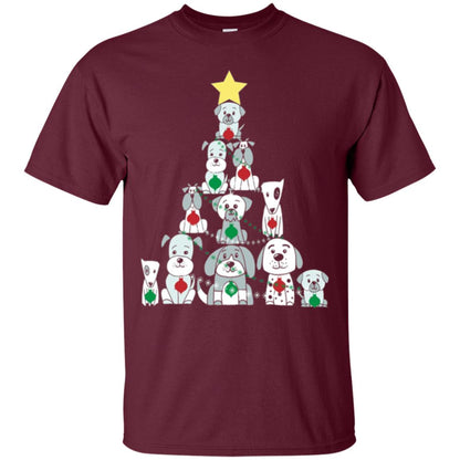 Dogs Lovers T-shirt Christmas Tree By Dogs Maroon
