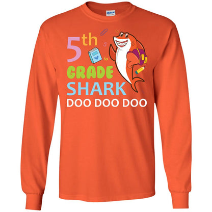 5th Grade Shark Doo Doo Doo Back To School T-shirt Orange
