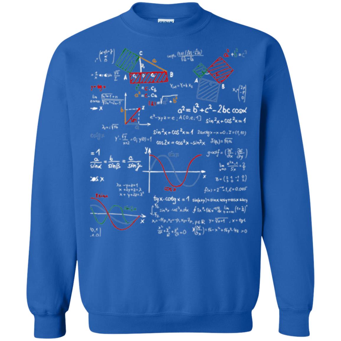 Math Lover T-shirt Formulas Cheat Sheet Royal
