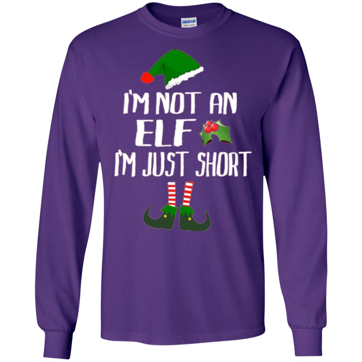 Funny Christmas T-shirt I_m Not An Elf I_m Just Short Purple