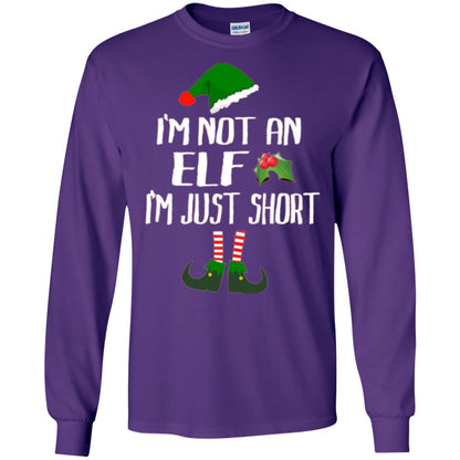 Funny Christmas T-shirt I_m Not An Elf I_m Just Short Purple