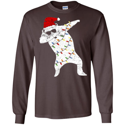 Christmas T-shirt Santa Bear Dabbing Lights Sunglasses Dark Chocolate