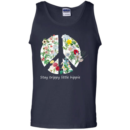 Stay Trippy Little Hippie Peace Sign Shirt Navy