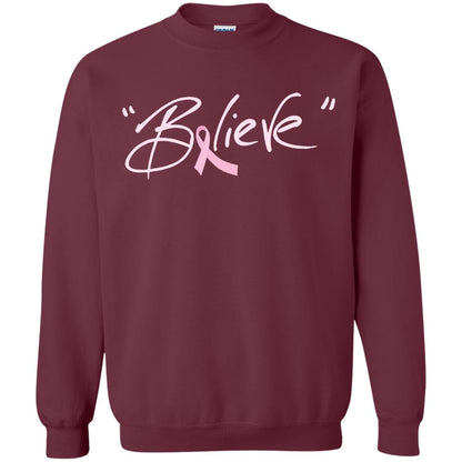 Breast Cancer Awareness Shirt Pink Ribbon Believe Maroon