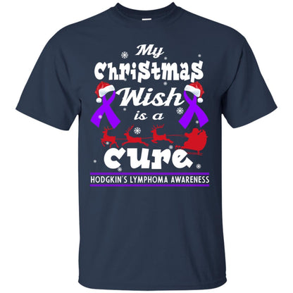 My Christmas Wish Is A Cure Hodgkin's Lymphoma Awareness Shirt Navy