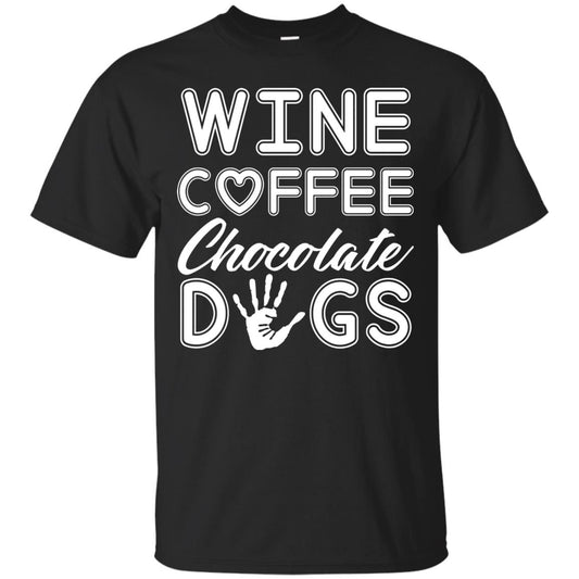 Wine Coffee Chocolate Dogs Family T-shirt Black