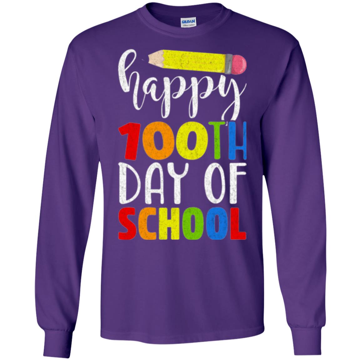 Happy 100th Day Of School Teacher T-shirt Purple