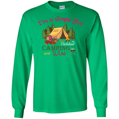 I’m A Simple Girl I Love Dachshund Camping And Wine Shirt Irish Green