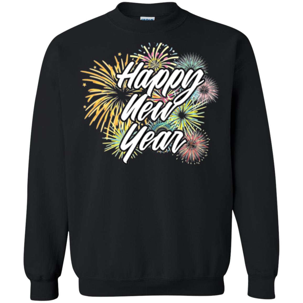 Happy New Year T-shirt Fireworks Black
