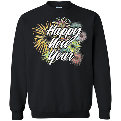 Happy New Year T-shirt Fireworks Black