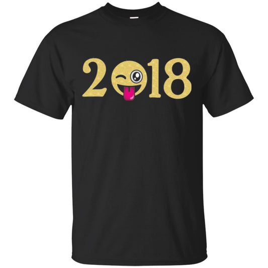 Happy New Year T-shirt Face New Year 2018 Party Black