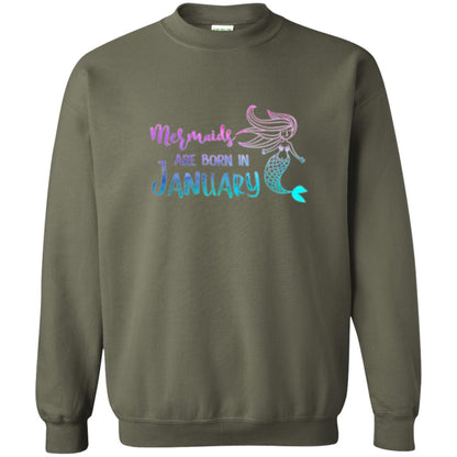 Mermaids Are Born In January Birthday T-shirt Military Green