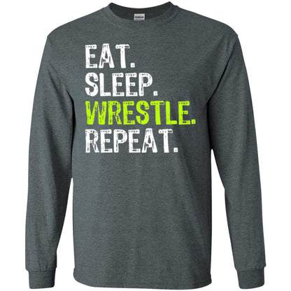 Wrestling T-shirt Eat Sleep Wrestle Repeat Dark Heather