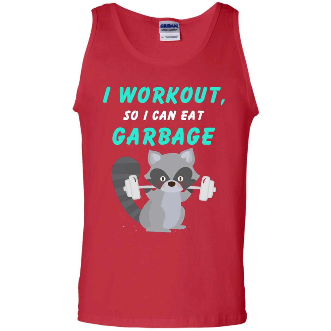 I Workout So I Can Eat Garbage Funny Gym Raccoon Shirt Red