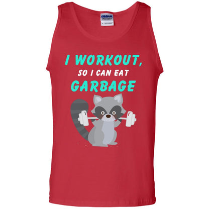 I Workout So I Can Eat Garbage Funny Gym Raccoon Shirt Red