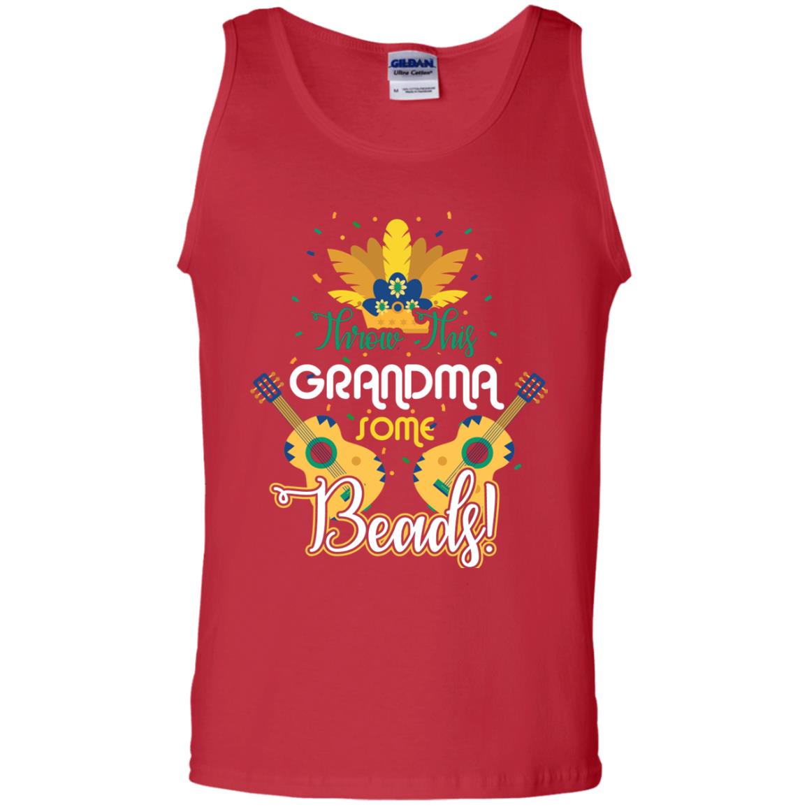 Mardi Gras T-shirt Throw This Grandma Some Beads Red