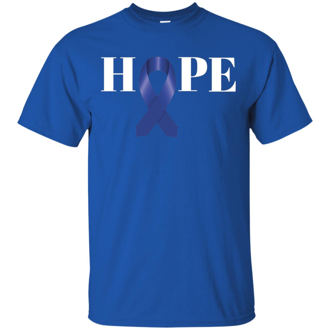 Hope Blue Ribbon Cancer Awareness Colon Cancer T-shirt Royal