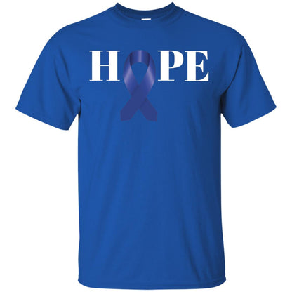 Hope Blue Ribbon Cancer Awareness Colon Cancer T-shirt Royal