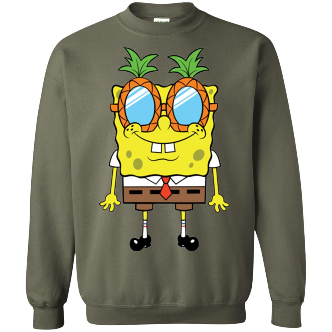 Nickelodeon Spongebob Squarepants Pineapple Glasses T-shirt Military Green