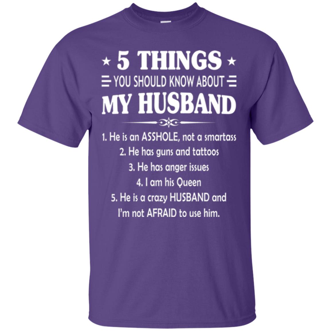 Wife T-shirt 5 Things You Should Know About My Husband Purple