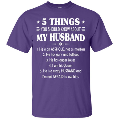 Wife T-shirt 5 Things You Should Know About My Husband Purple