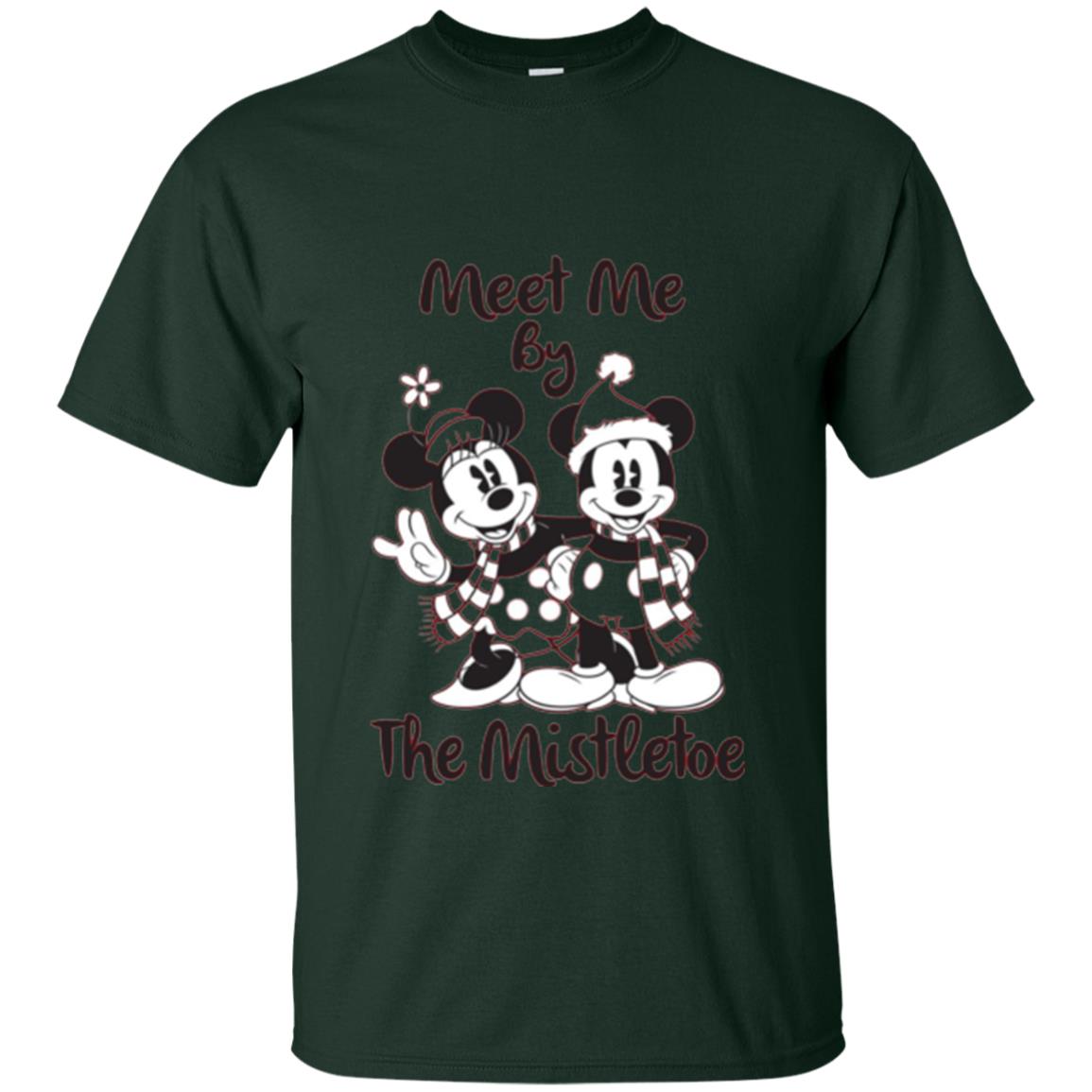 Christmas T-shirt Meet Me By Mistletoe Forest Green