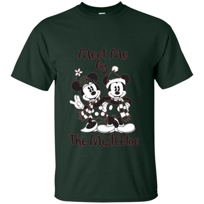 Christmas T-shirt Meet Me By Mistletoe Forest Green