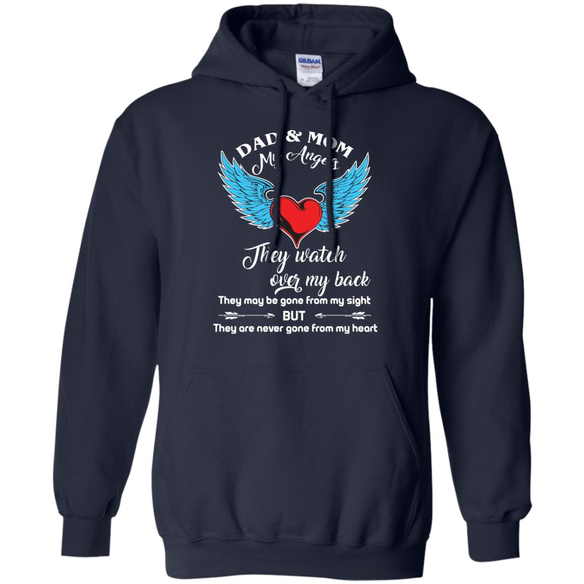 Dad And Mom My Angels They Watch Over My Back Family T-shirt Navy