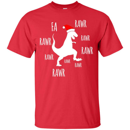 Christmas T-shirt Fa Rawr Rawr Funny T-rex Dinosaur Red