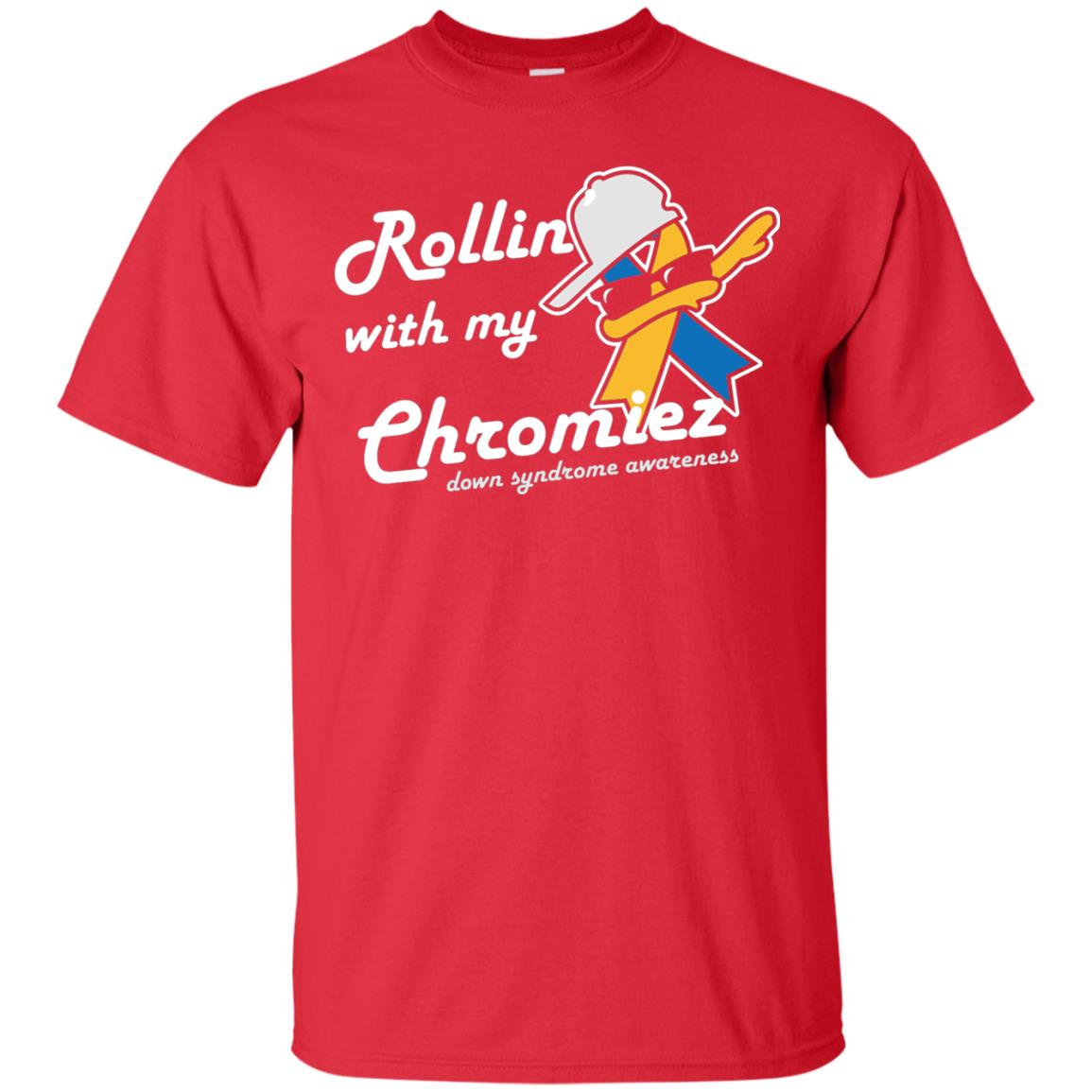Rolling With My Ehromiez Down Syndrome Awareness T-shirt Red