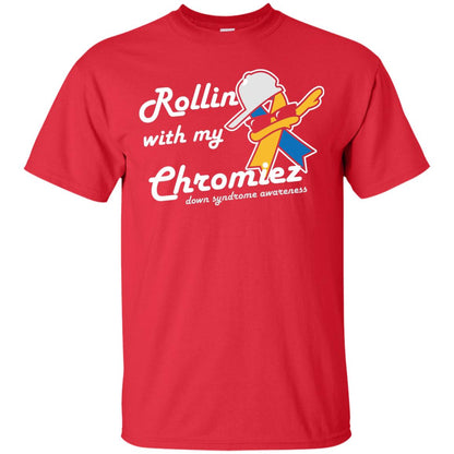 Rolling With My Ehromiez Down Syndrome Awareness T-shirt Red