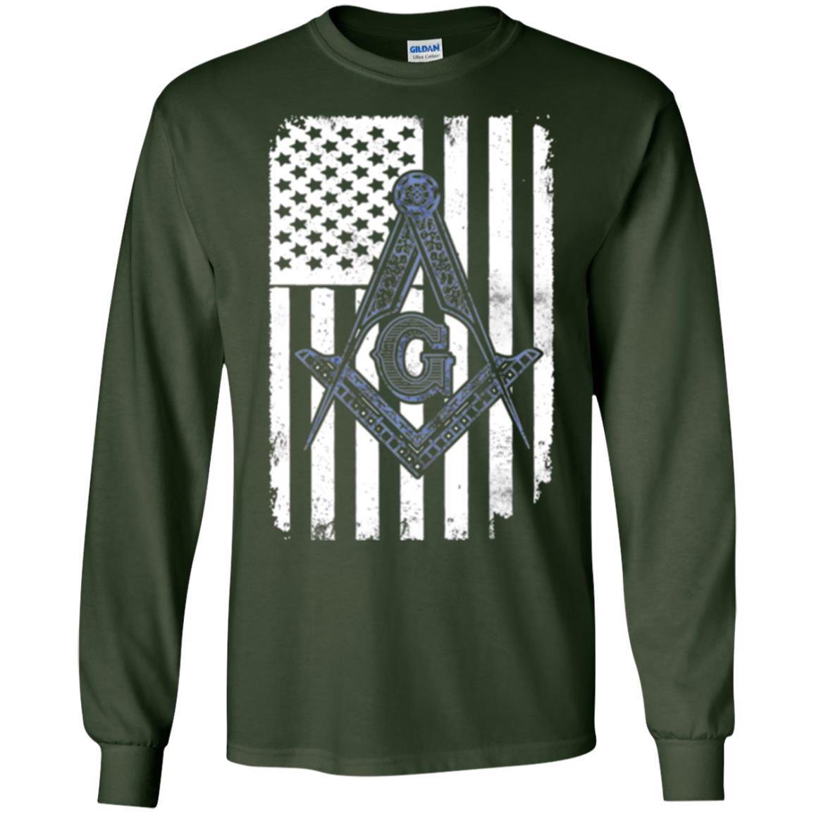 Freemason Usa Flag Logo Freemasonry America T-shirt Forest Green
