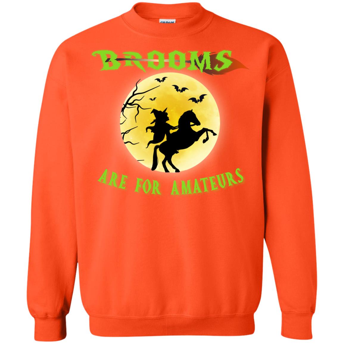 Brooms Are For Amateurs Witches Ride A Horse Funny Halloween Shirt Orange