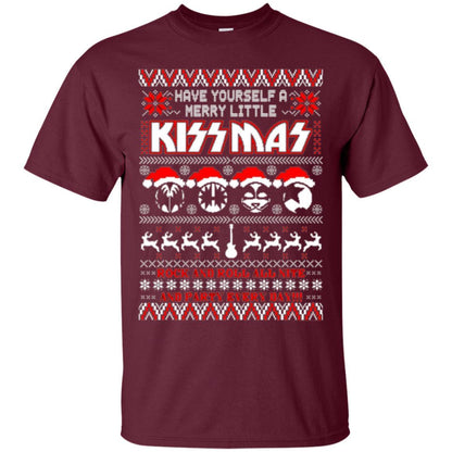 Christmas T-shirt Have Yourself A Merry Little Kissmas Maroon