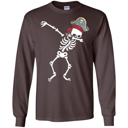 Dabbing Skeleton With Pirates Hat T-shirt Dark Chocolate