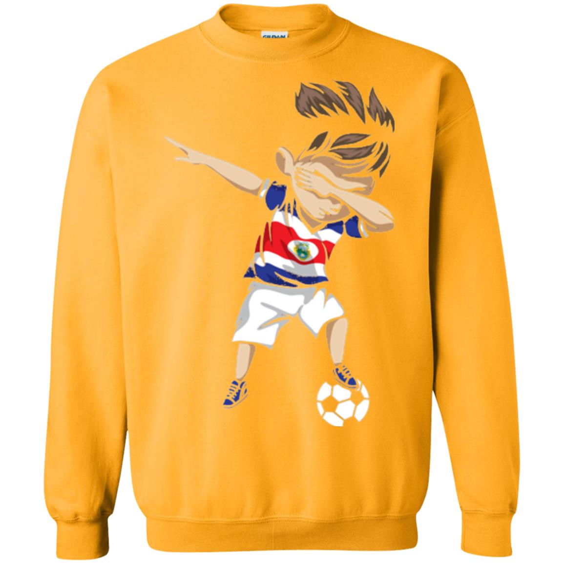 Dabbing Soccer Boy Costa Rica Jersey Football Shirt Gold