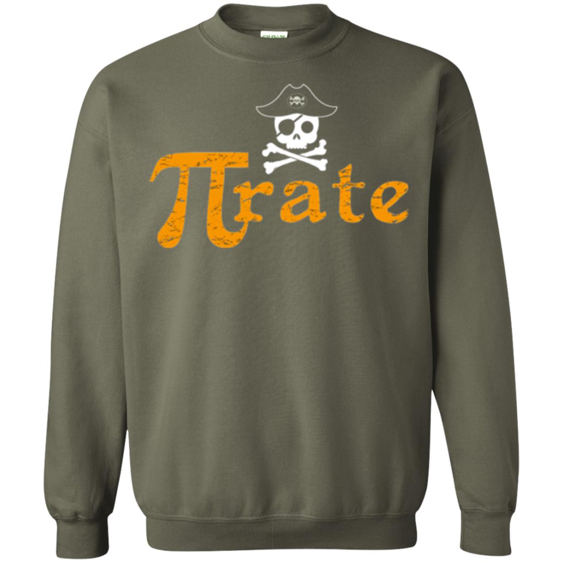 Math Pirate Pi Day T-shirt Funny Math Pirate Military Green