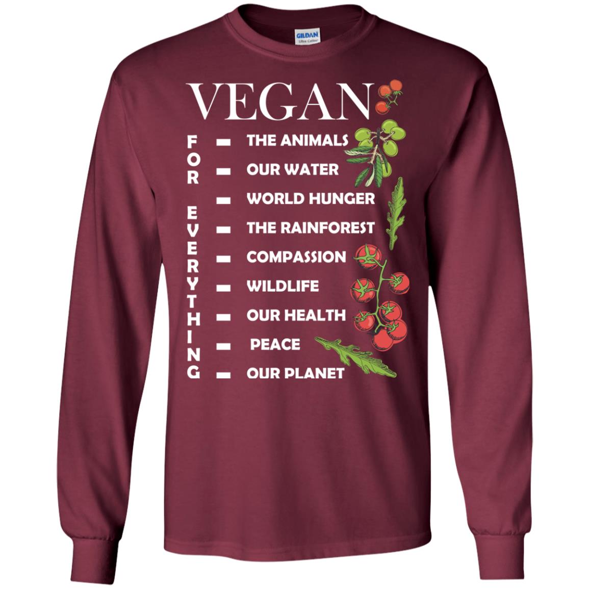 Vegetarian T-shirt Vegan For Everything Maroon