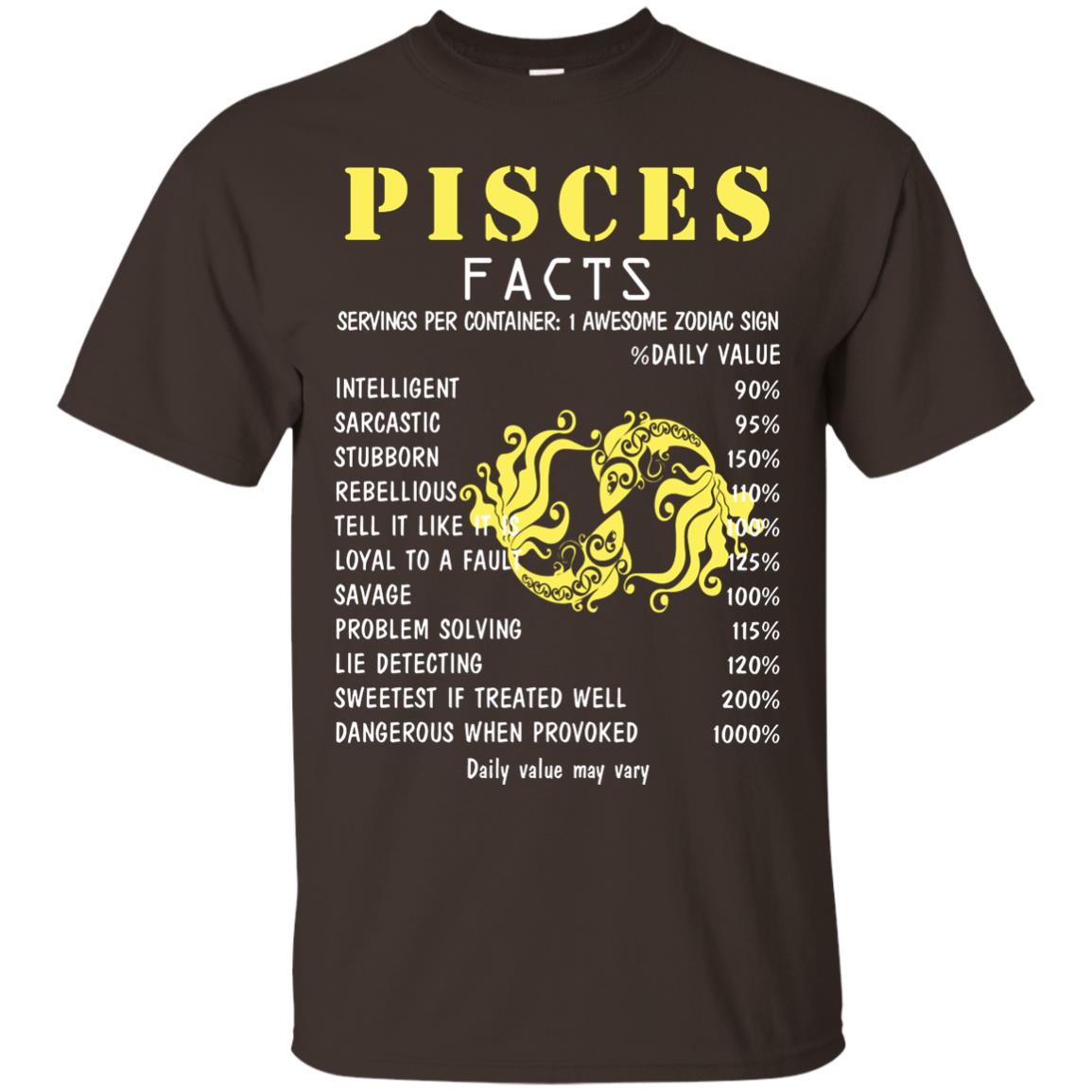 Pisces Facts 1 Awesome Zodiac Sign Gift Shirt For Pisces Horoscope Dark Chocolate