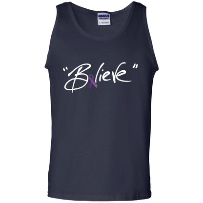 Pancreatic Leiomyosarcoma Symptoms Awareness Shirt Purple Ribbon Believe Navy